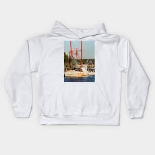 Shrimping boat in the intercoastal waterways Kids Hoodie